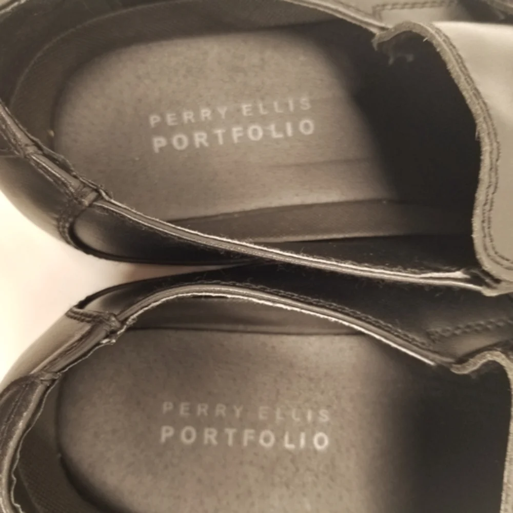 Perry Ellis Portfolio Matthew 07714A Mens Size 10.5 Black Leather Slip On